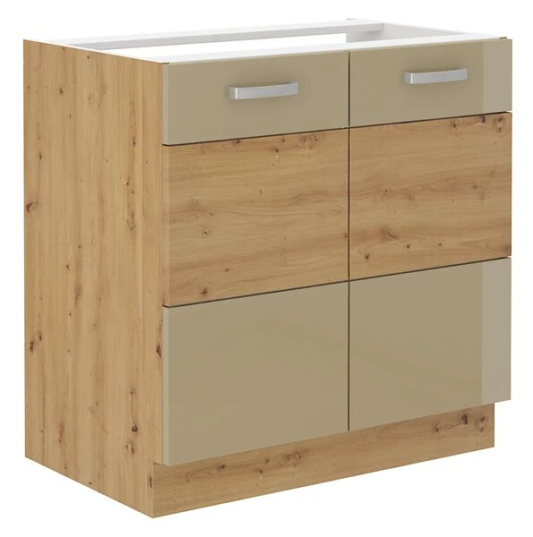 Kuchyně MEADOW 260 cm, korpus: dub artisan, dvířka: cappuccino lesk, dub artisan