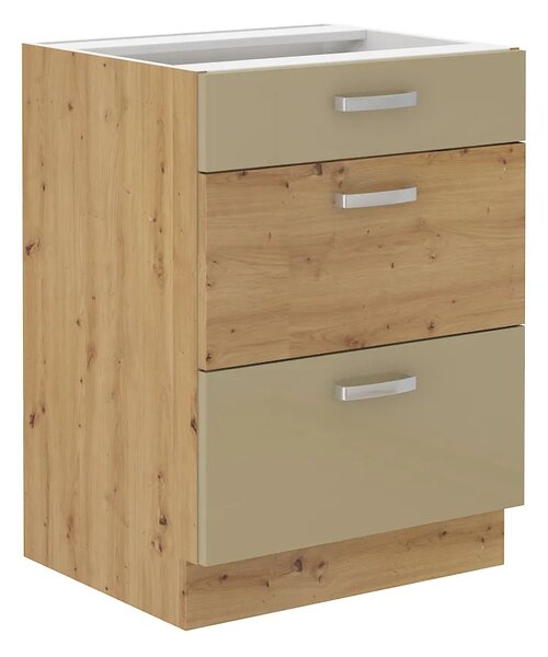 Kuchyně MEADOW 260 cm, korpus: dub artisan, dvířka: cappuccino lesk, dub artisan