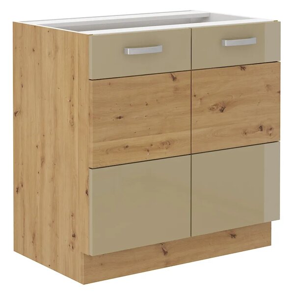 Kuchyně MEADOW 260 cm, korpus: dub artisan, dvířka: cappuccino lesk, dub artisan