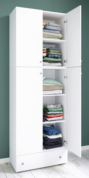Šatní skříň Lona XXL se zásuvkou, bílá 70cm