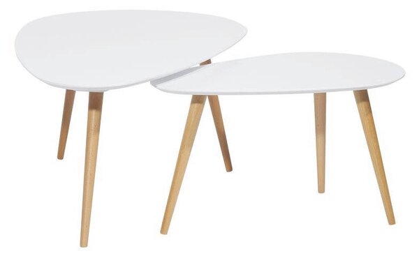 SADA STOLKŮ, hnědá, bílá, dřevo, kompozitní dřevo, 116-.75/66-43/45-39 cm Carryhome - Konferenční stolky