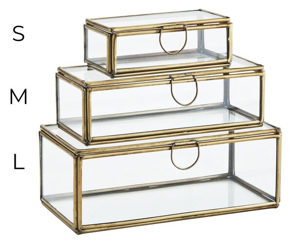 Skleněný box Clear/Antique Brass S