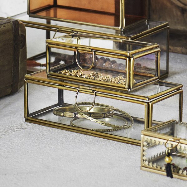 Skleněný box Clear/Antique Brass S