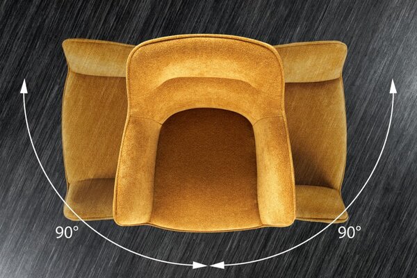 Designová otočná židle Rahiq hořčičný samet