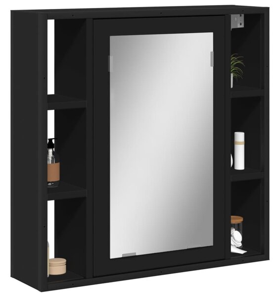 Koupelnová skříňka se zrcadlem černá 60 x 16 x 60 cm kompozit