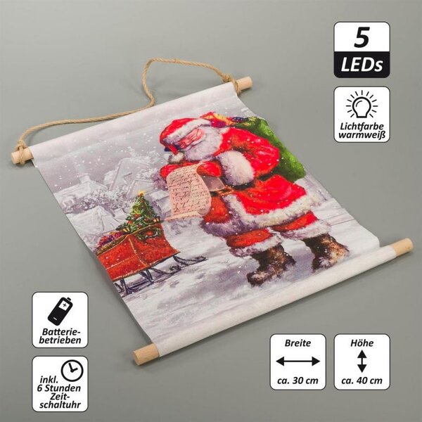 Závěsný obraz vč. LED, 30 x 40 cm, Santa Clause