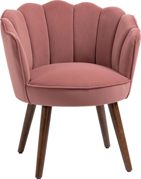 Jídelní židle HOMCOM, kuchyňská židle s opěradlem, polyester, buk, růžová barva