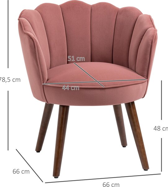 Jídelní židle HOMCOM, kuchyňská židle s opěradlem, polyester, buk, růžová barva