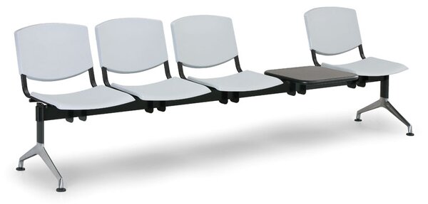 Plastová lavice Design, 4-sedák + stolek, šedá