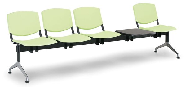 Plastová lavice Design, 4-sedák + stolek, šedá