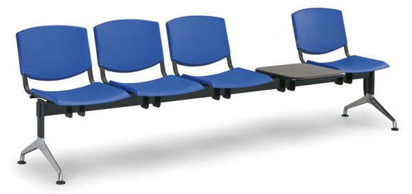 Plastová lavice Design, 4-sedák + stolek, šedá