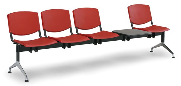 Plastová lavice Design, 4-sedák + stolek, šedá