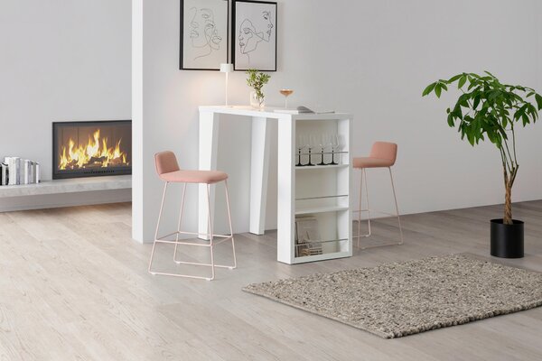 BAROVÝ STŮL, vysoce lesklá bílá, 120/107/60 cm - Barové stoly, Online Only