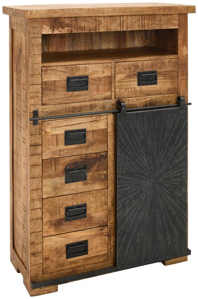 VYSOKÁ KOMODA, mangové dřevo, přírodní barvy, černá, 90/130/40 cm Ambia Home - Vysoké komody