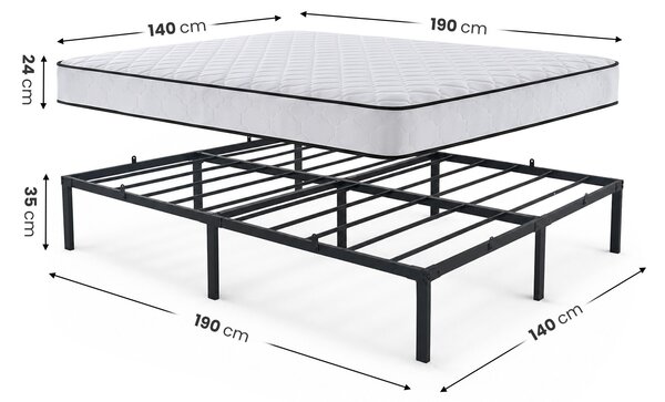 Manželská postel 140x200 cm Mettala (černá) (s roštem)