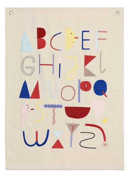 Ferm Living Textilní plakát Alphabet, Off-White