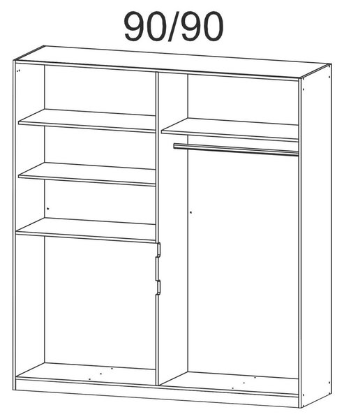 Skříň s otočnými dveřmi bílá/zrcadlo 181cm