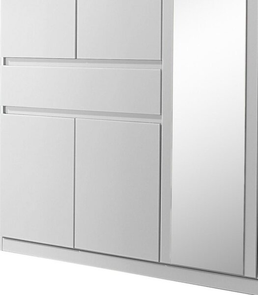 Skříň s otočnými dveřmi bílá/zrcadlo 181cm