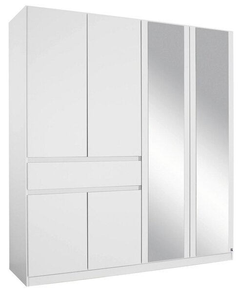 Skříň s otočnými dveřmi bílá/zrcadlo 181cm