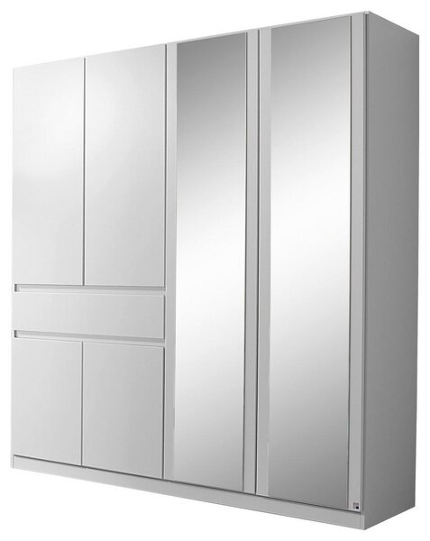 Skříň s otočnými dveřmi bílá/zrcadlo 181cm