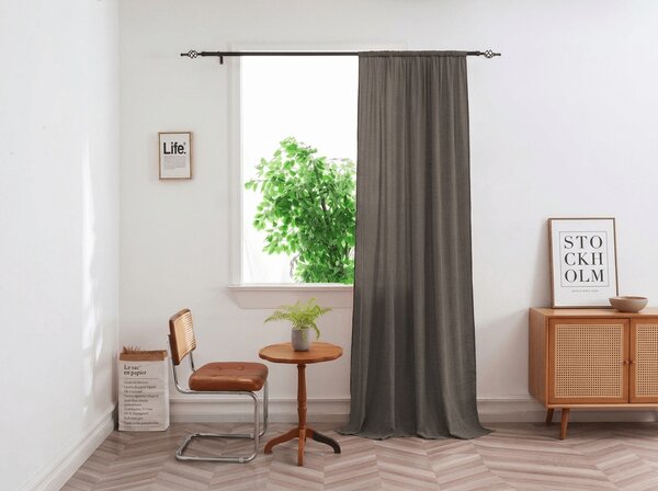 Závěs TAVIO 140x250 cm, šedohnědý Zavěšení: Kovové kroužky