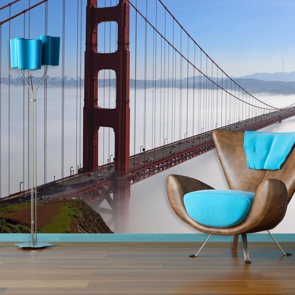 Sablio Tapeta Golden Gate v mlze - 125x75 cm