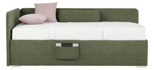 Postel Remi s bočnicemi 90x200, potah olivově zelený