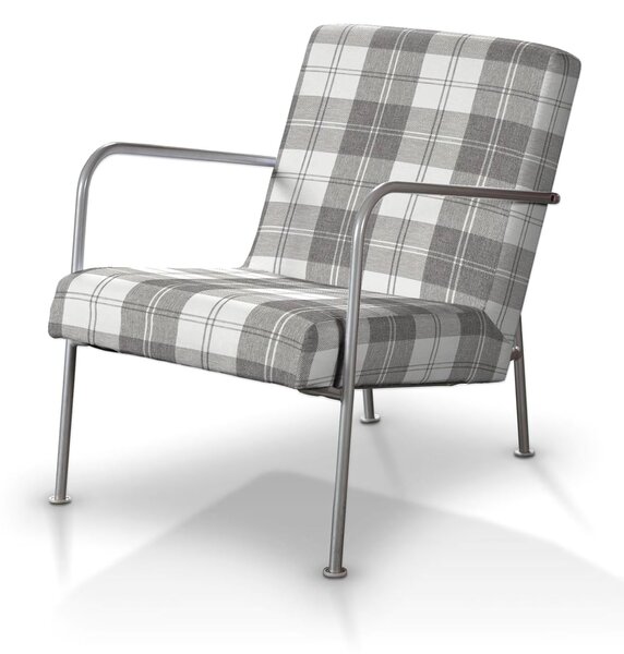 Potah na křeslo Ikea PS barva šedá látka pletený vzor, vzorované