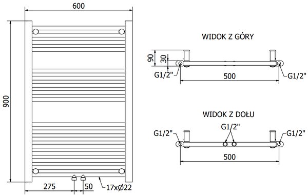 Mexen Mars, elektrické topné těleso 900 x 600 mm, 400 W, černá, W110-5900-600-6400-70