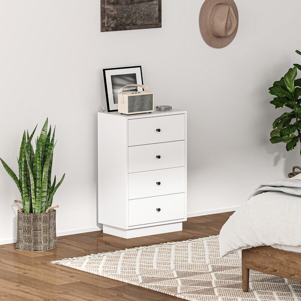 HOMCOM Komoda, příborník se 4 zásuvkami, skříňka z dřevotřísky, moderní design