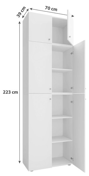 Šatní skříň Lona XXL s nástavbou, bílá
