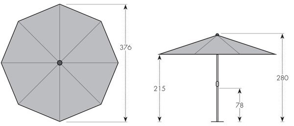 Doppler ACTIVE KURBEL zahradní slunečník 380 cm světle šedá