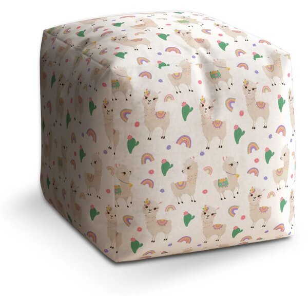 Sablio Taburet Cube Roztomilé lamy - 40x40x40 cm