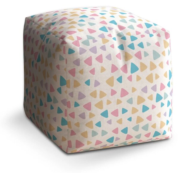 Sablio Taburet Cube Barevné trojúhelníčky - 40x40x40 cm