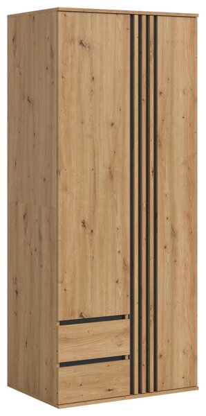 Skříň s otoč. dveřmi TOFTA š. 80 cm, antracit/dub Artisan