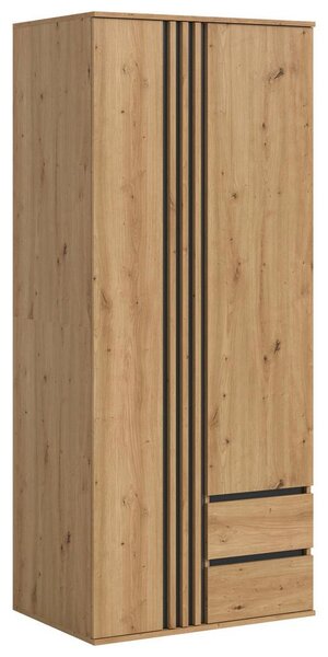 Skříň s otoč. dveřmi TOFTA š. 80 cm, antracit/dub Artisan