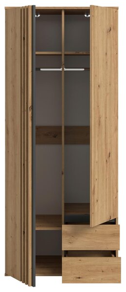 Skříň s otoč. dveřmi TOFTA š. 80 cm, antracit/dub Artisan
