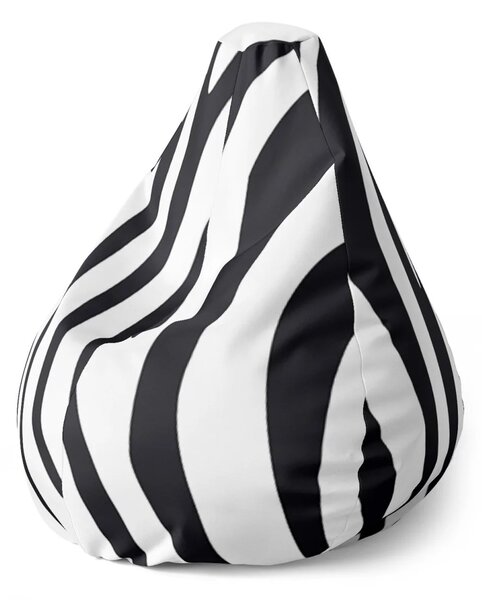 Sablio Sedací vak Pear Vzor zebry - 70 x 95 x 15 cm