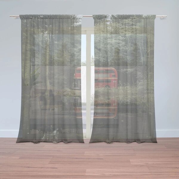 Sablio Záclony Červený patrový autobus: 2ks 150x250cm