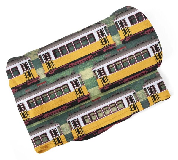 Sablio Deka Lisabonské historické tramvaje Zelený Pattern - 150x120 cm
