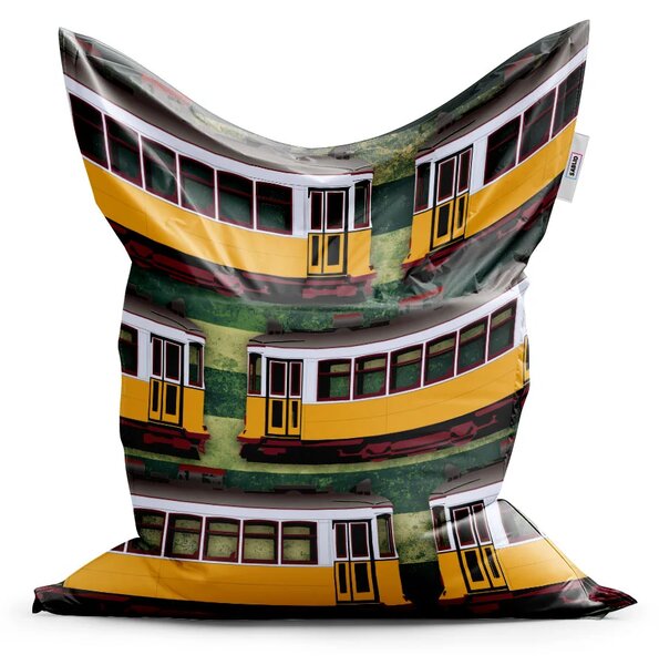 Sablio Sedací vak Lisabonské historické tramvaje Zelený Pattern - 150x100 cm