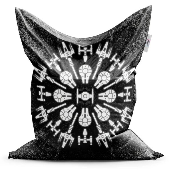 Sablio Sedací vak Star Wars Vesmírné lodě na šedém abstraktu - 150x100 cm