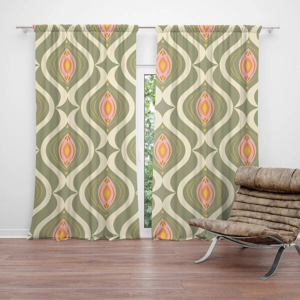 Sablio Závěs Retro ornament: 2ks 140x250cm