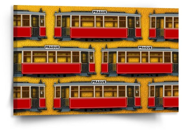 Sablio Obraz Pražské historické tramvaje Žlutý Pattern - 120x80 cm