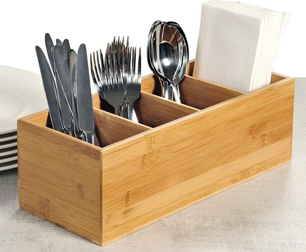 Kesper Stojan na příbory, make-up, stůl se 4 přihrádkami, bambus, ELA, 35x12x14