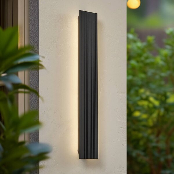 Lucande Venkovní nástěnné svítidlo LED Melira, délka 60 cm, antracitová barva, Černá, Hliník, Moderní