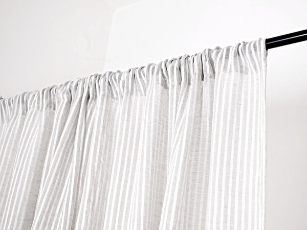 Snový svět Lněná záclona polobělená s pruhy š.250 cm - 50% len Rozměr: 250 x 230 cm
