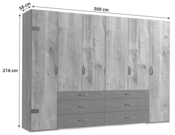 Skříň s otočnými dveřmi DETROIT šířka 300cm