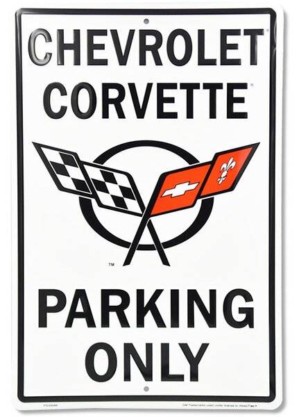 Plechová cedule Chevrolet Corvette Parking 30cm x 45 cm