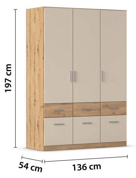 Skříň s otočnými dveřmi CELLE, šířka 136 cm